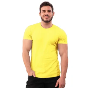 Mens Cotton Yellow Plain Tshirt