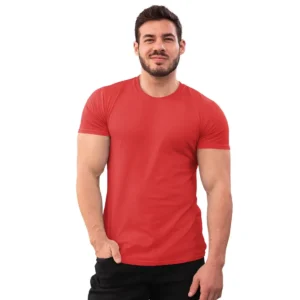 Mens Red Cotton Plain Tshirt